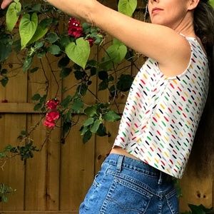 Vintage 1960s MOD Rainbow Sprinkles Crop Top